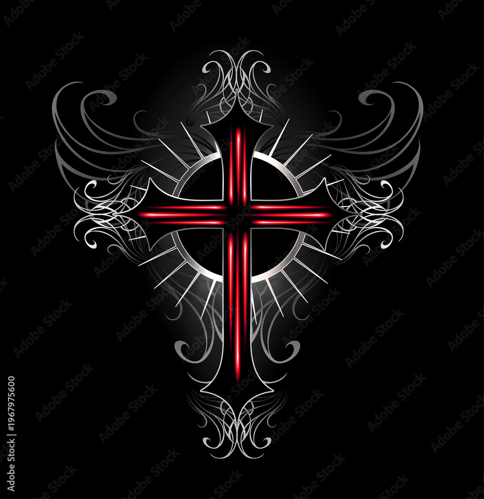 Fototapeta premium Crimson Gothic cross