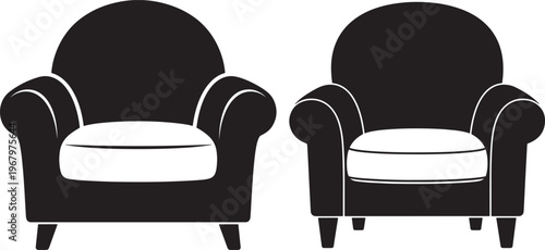 Armchair silhouette icon furniture decoration interior style.