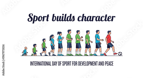 Illustration of diverse people of different ages engaging in sports activities promoting unity and peace on International Day of Sport for Development and Peace with colorful vector