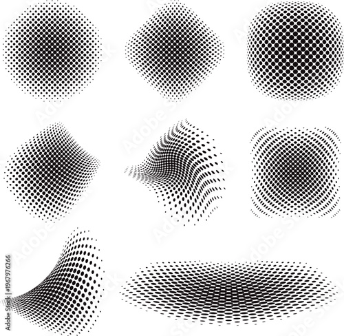 Abstract Black Halftone Texture Collection Background