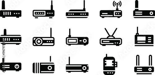 Set of internet wireless router icons