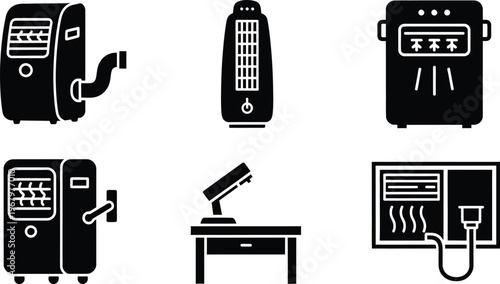 Set of air conditioner and heating appliance icons