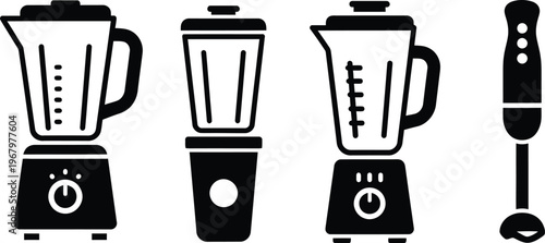 Kitchen blender and food processor appliance icons