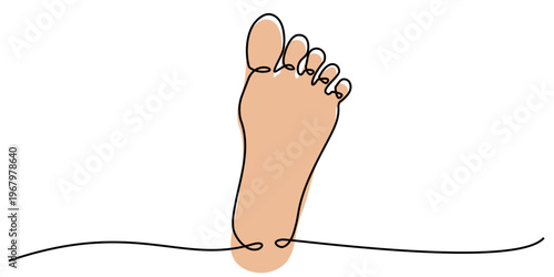 Editable continuous one line drawing foot vector for clean health clinics. Ideal for symbolizing modern anatomy, sleek medical walking steps, and minimal podiatry.