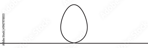 Simple black line drawing features a horizontal line with a single elegant loop rising from its center, creating a minimalist graphic