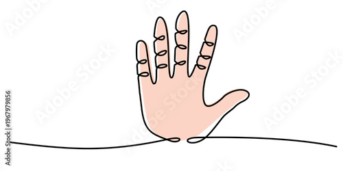 Editable continuous one line drawing hand vector for minimal medical clinics. Ideal for symbolizing clean anatomy, modern gestures, and sleek physical human touch.
