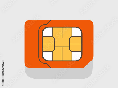 A detailed 3D illustration of an orange SIM card representing mobile connectivity, digital communication, and cellular network technology, isolated on a light background for modern telecommunication c