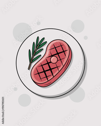 Grilled steak with fresh rosemary herb garnish served on a white plate as a delicious culinary meal concept for gourmet restaurant menus, healthy protein nutrition, keto diet plans, and lifestyle food