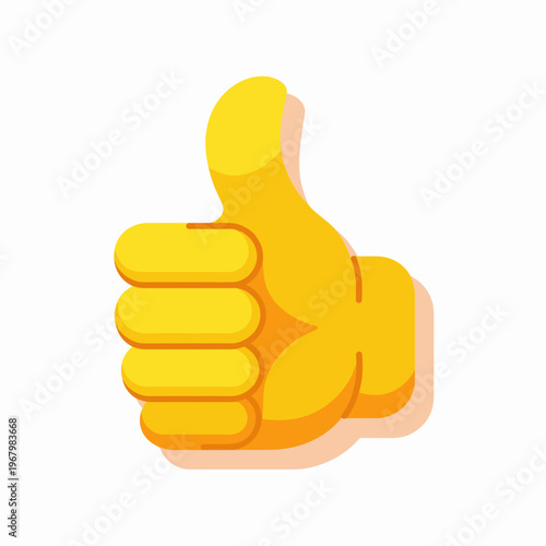 Stylized yellow thumb up gesture representing positivity and approval, iconic hand sign for digital interaction, social media feedback concept, minimalist design element for professional business mark