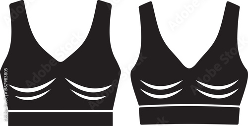 Silhouette sports bras icon front view isolated on white.