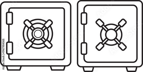 Safe box silhouette icons for security and finance illustration.