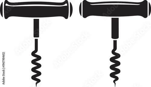 Corkscrew silhouette icons on white background object.