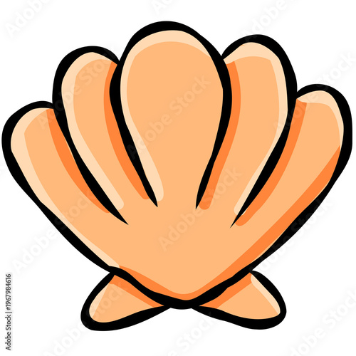 Cute hand drawn sea shell doodle graphic element for beach summer