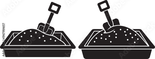 Sandpit silhouette icons on white background object.