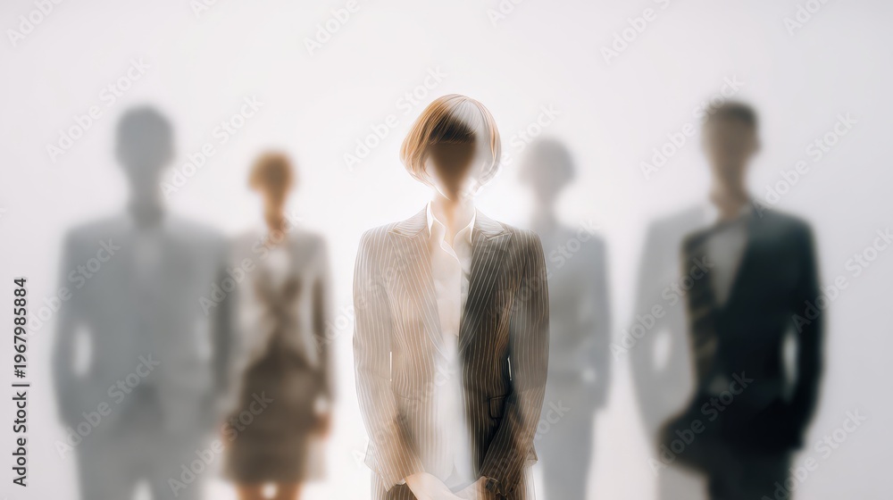 Fototapeta premium Blurred business figures in a corporate setting.