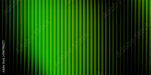 Dark green neon gradient ribbed glass. Vector ribbed glass texture background. Mesh gradient. acrylic ribbed bath surface. Reeded glass background semitransparent overlay. Bath wall window