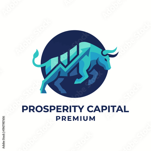 A sleek logo of a bull in motion symbolizes financial growth and resilience, making it an ideal visual for investment firms, financial services, or growth-oriented brands.
