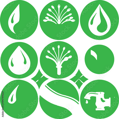 Water irrigation icon set