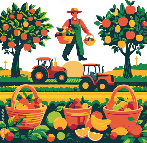 Fruit farming icon set 2