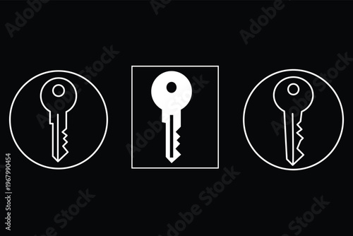 
house key icon set. access account login password icons. security symbol