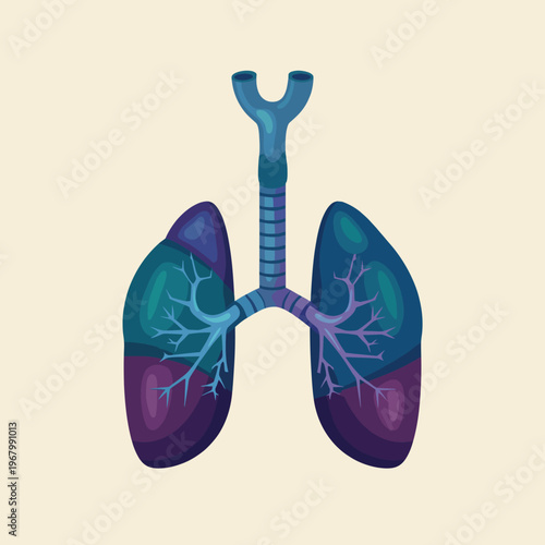 Illustration of human lungs featuring vibrant colors and intricate vein patterns, visually representing respiratory health and the importance of lung function in a creative way.