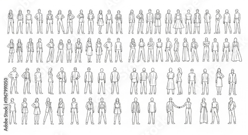 Fashion Design Templates Vector Male Female Body Pose Croquis Illustration Collection Set