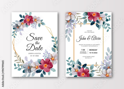 Elegant Wedding Invitation Card Template with Floral Design, Modern Luxury Wedding Invite, Printable Wedding Stationery