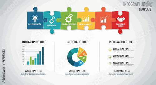 Infographic template with colorful puzzle pieces.