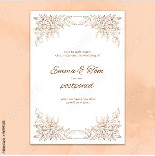 Elegant Wedding Invitation Card Template with Floral Design, Modern Luxury Wedding Invite, Printable Wedding Stationery
