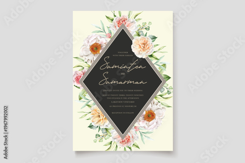 Elegant Wedding Invitation Card Template with Floral Design, Modern Luxury Wedding Invite, Printable Wedding Stationery