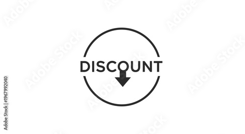 Discount symbol with downward arrow.