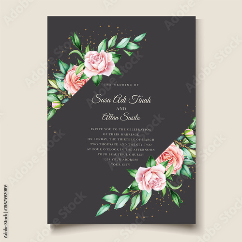 Elegant Wedding Invitation Card Template with Floral Design, Modern Luxury Wedding Invite, Printable Wedding Stationery