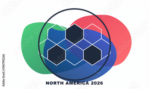 Hand-drawn minimalist abstract soccer concept for North America twenty twenty six tournament hosting nations using fluid authentic illustration
