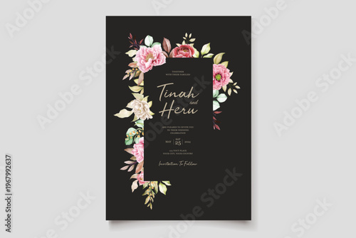 Elegant Wedding Invitation Card Template with Floral Design, Modern Luxury Wedding Invite, Printable Wedding Stationery