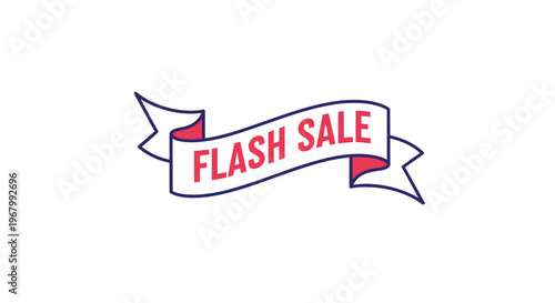 Flash sale banner with ribbon design.