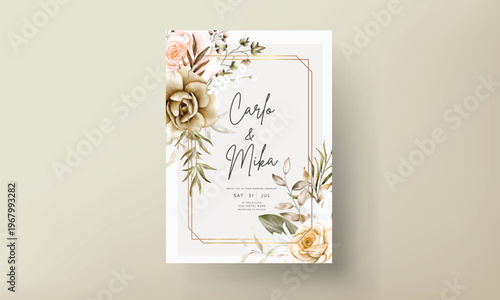 Elegant Wedding Invitation Card Template with Floral Design, Modern Luxury Wedding Invite, Printable Wedding Stationery