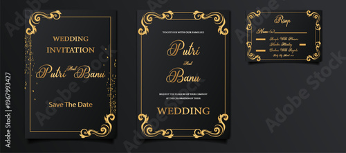 Elegant Wedding Invitation Card Template with Floral Design, Modern Luxury Wedding Invite, Printable Wedding Stationery