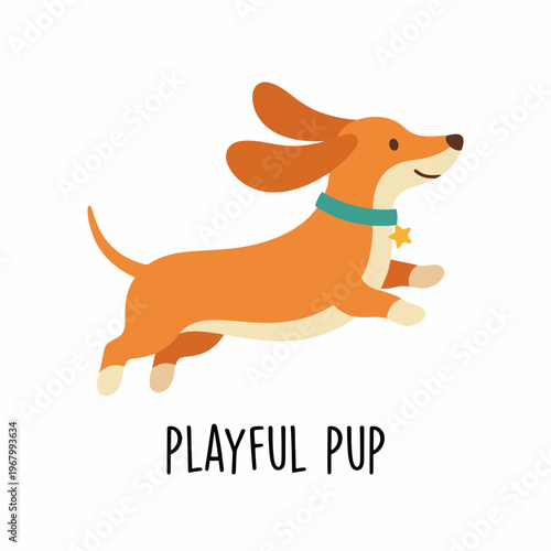 This adorable illustration of a playful pup captures the essence of joy. Ideal for pet products, this design radiates cheerfulness and affection towards pets.