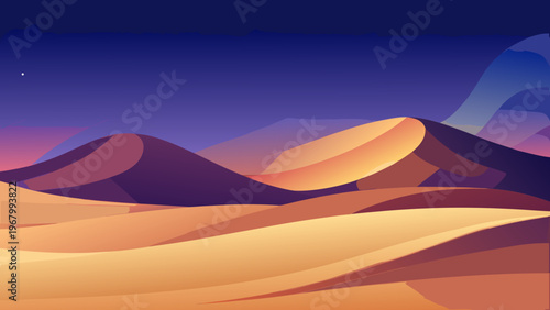 Abstract Desert Dunes Night Flat Vector