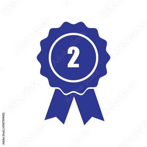 Illustration of 2nd place blue award ribbon seal icon element eps 10
