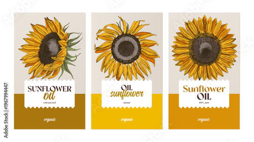 Sunflower oil vector label templates