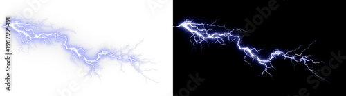 Fotografie Electric lightning png overlay with bright arcs, colourful sparks