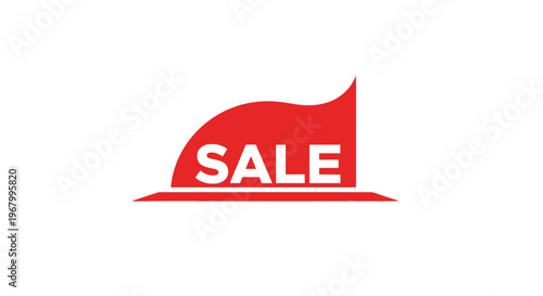 Sale discount sign with red background.