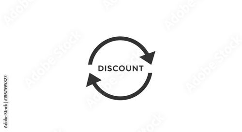 Discount circular arrow graphic symbol.