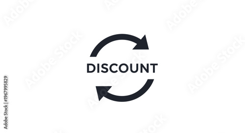 Discount concept with circular arrows.