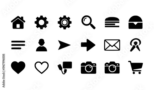 Flat Simple Icons – Easy Usability UI Symbols Vector Illustration Set