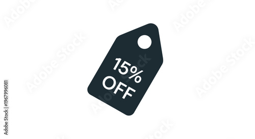 Discount label with 15 percent off.