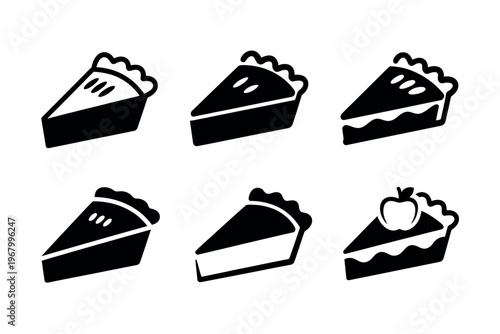 Apple pie slice vector silhouette representing dessert, bakery, and homemade pastry for food design and menu illustration