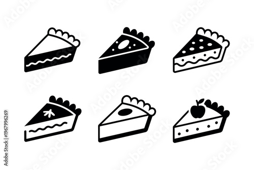 Apple pie slice vector silhouette representing dessert, bakery, and homemade pastry for food design and menu illustration