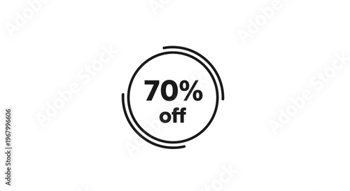 Discount label seventy percent off.